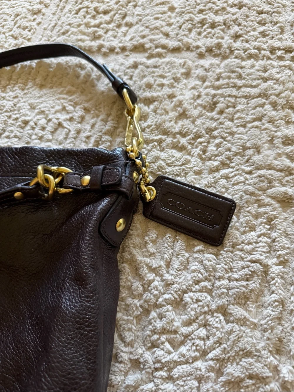 Coach Brooke Hobo bag dark brown pebbled leather